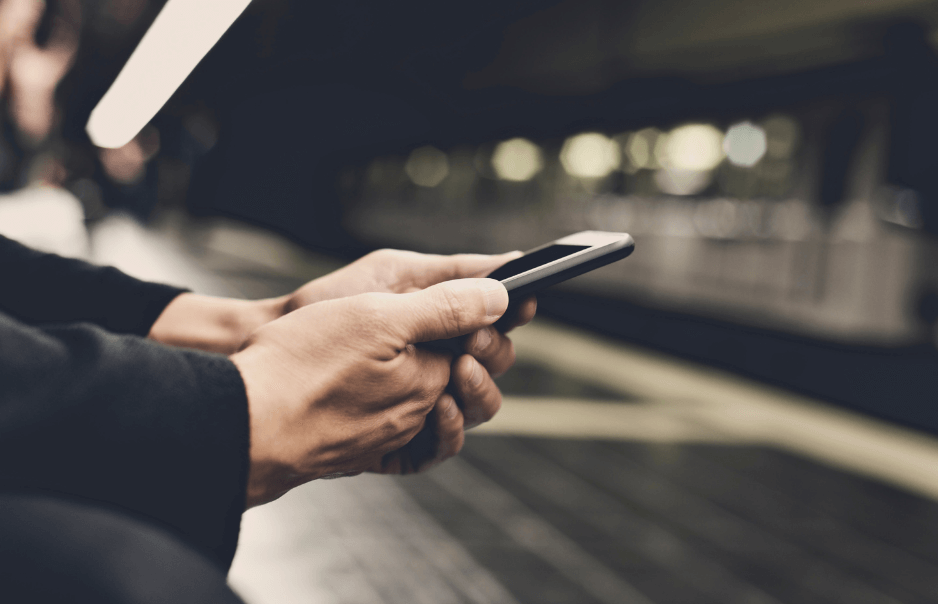 Using phone on a subway